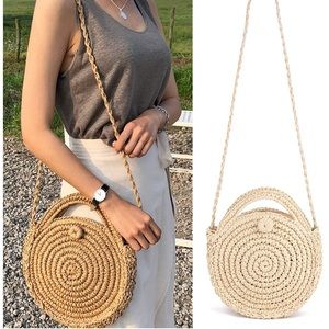 Crochet Straw Crossbody Bag